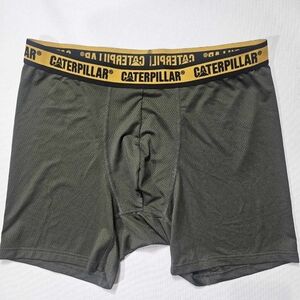 Caterpillar CAT Mens Boxers XL Olive Green Yellow Band Performance Underwear NEW